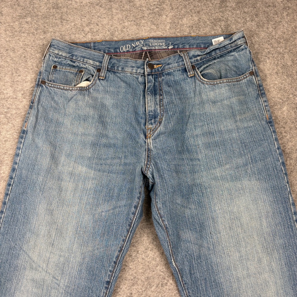 Old Navy Lined Loose Jeans Mens 36x30 Blue Denim Relaxed Fit Casual Classic